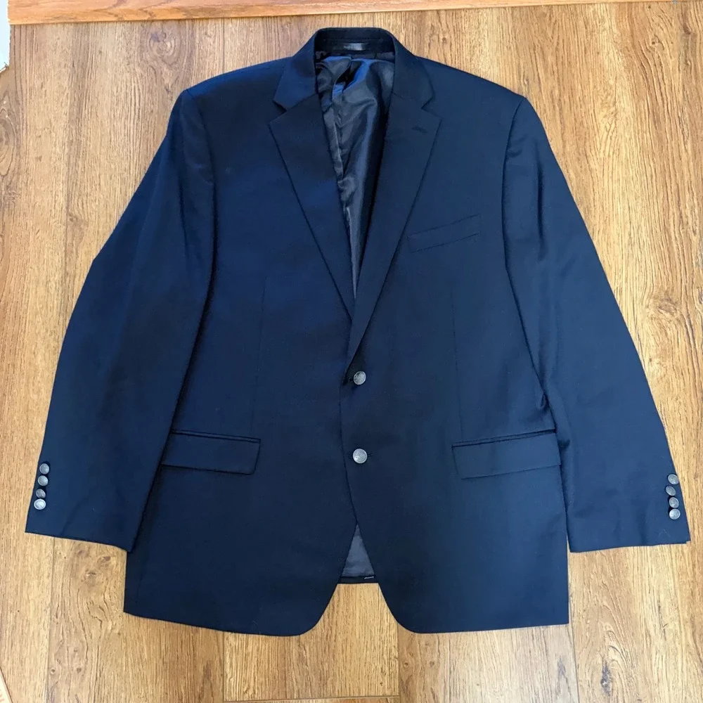 Michael Kors Mens Navy Blue Wool Blazer Sport Coat Jacket‎ 48R Silver Buttons